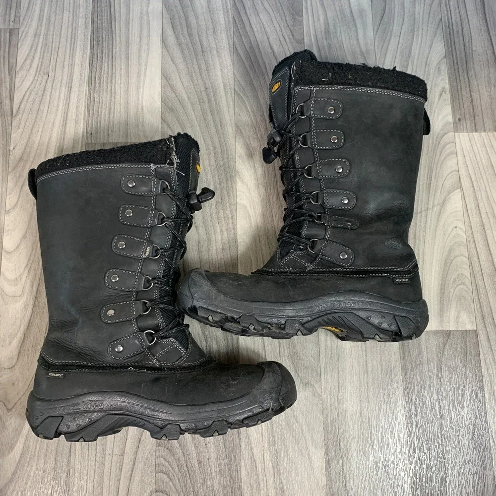 Keen Alaska Keen Dry Women's Black Boots Size 8.5 Fur Lined Warm
